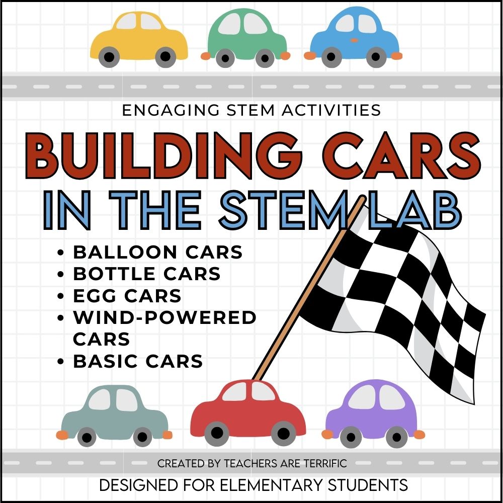 STEM Challenge Round up- it's all about designing and building cars- Bottle cars, balloon cars, egg cars, and wind-powered cars! Building Cars in STEM