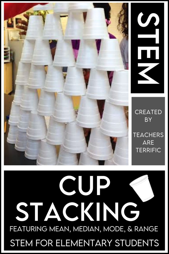 Cup Stacking STEM Activity- combine math skills with competitive cup stacking. Students calculate the mean, median, mode, and range of the stack!