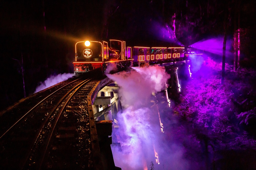Puffing Billy Train of Lights all ready at Lakeside