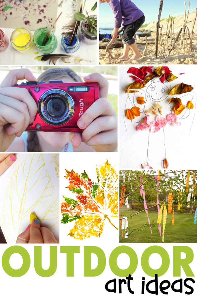 Creative things to do outside: Outdoor art, feather painting, stick sculpture, photography, nature collage, leaf rubbing, leaf prints, tree decorating
